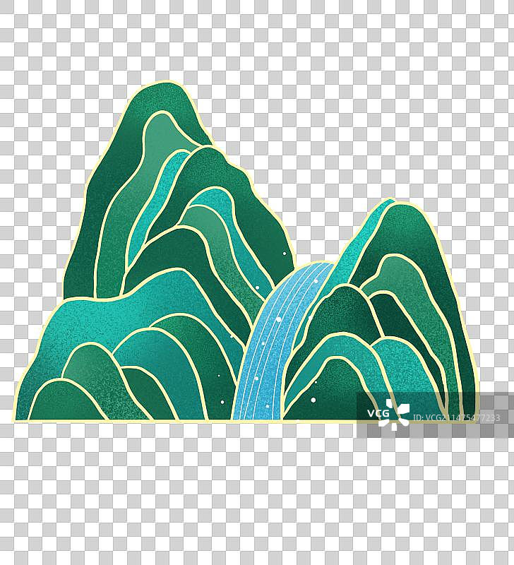 中式国潮山川河流插画图片素材