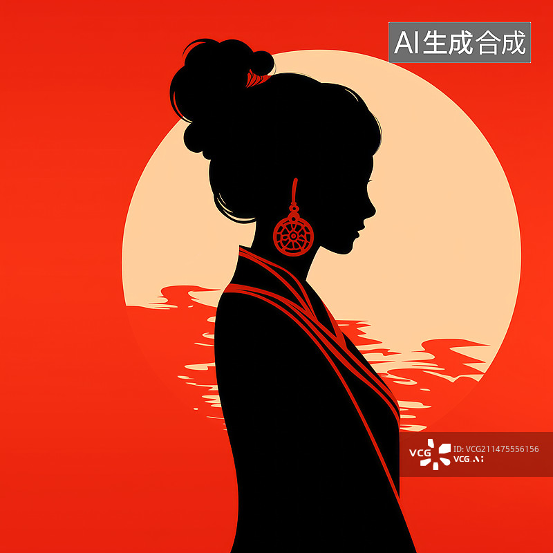 【AI数字艺术】中国古代女性剪影图片素材