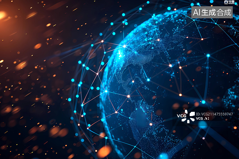 【AI数字艺术】抽象的大数据与科技背景图片素材