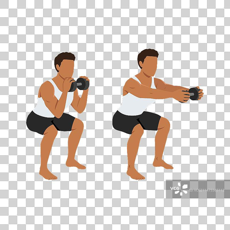 男子进行哑铃卧推深蹲练习图片素材