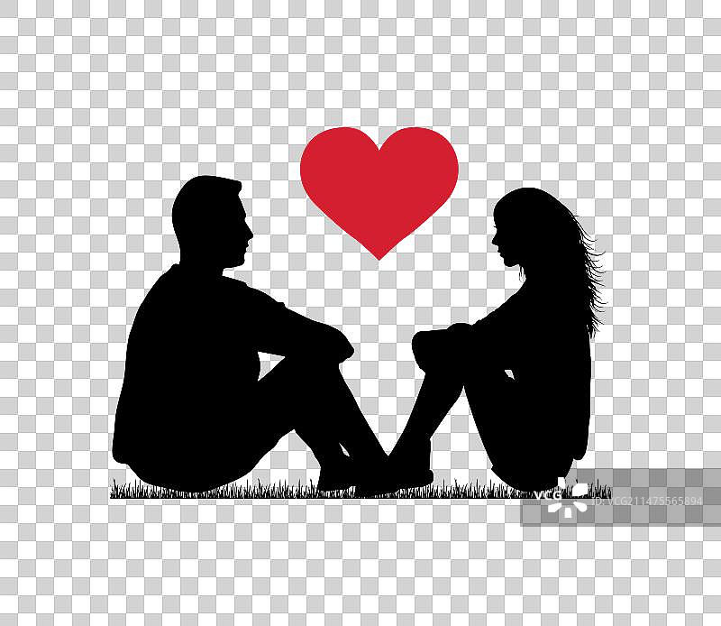 相爱的情侣面对面坐着图片素材