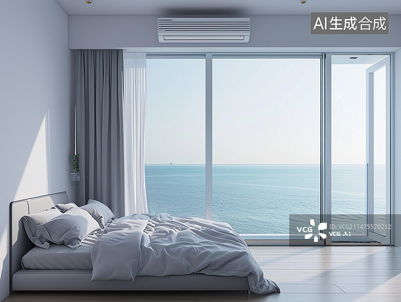 【AI数字艺术】极简风卧室室内设计图片素材