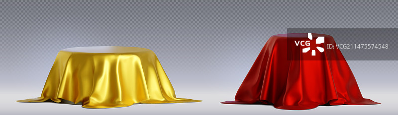 金色红色丝绸覆盖的3D圆形领奖台图片素材