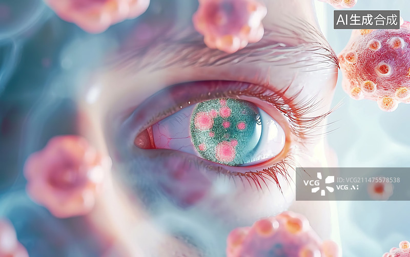 【AI数字艺术】眼睛病毒感染概念背景图片素材