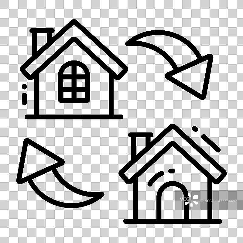 时尚房屋更换图标线性风格图片素材