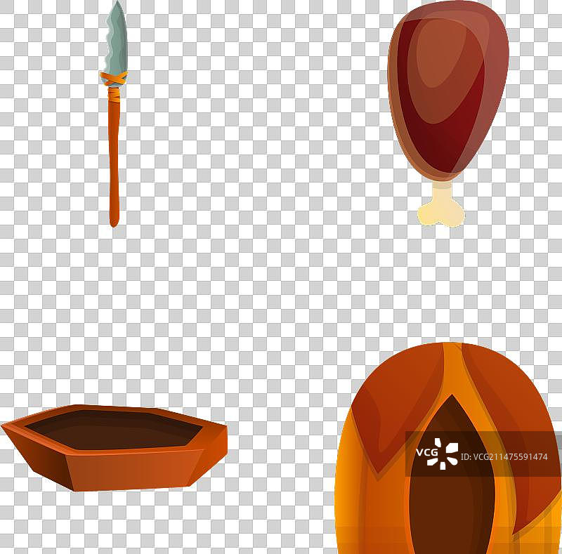 石器时代图标卡通原始工具套装图片素材