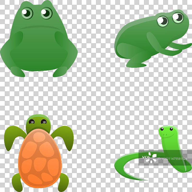 热带动物卡通爬行动物图标合集图片素材