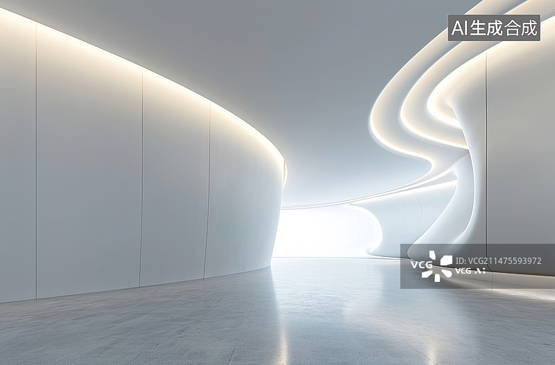 【AI数字艺术】科幻室内空间建筑图片素材