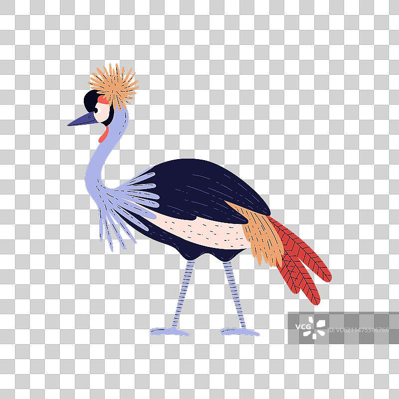 戴冕鹤扁平风格图片素材