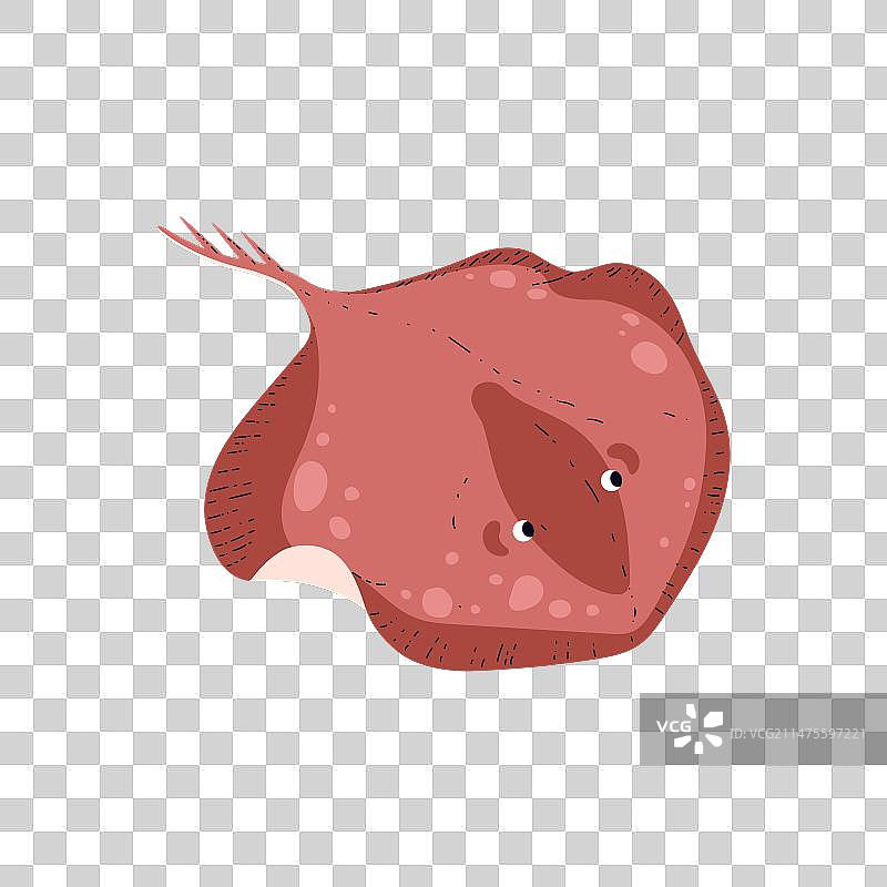 可爱的红色游泳魟鱼扁平风格图片素材