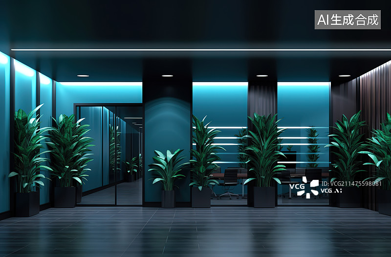 【AI数字艺术】现代城市建筑内部空间图片素材