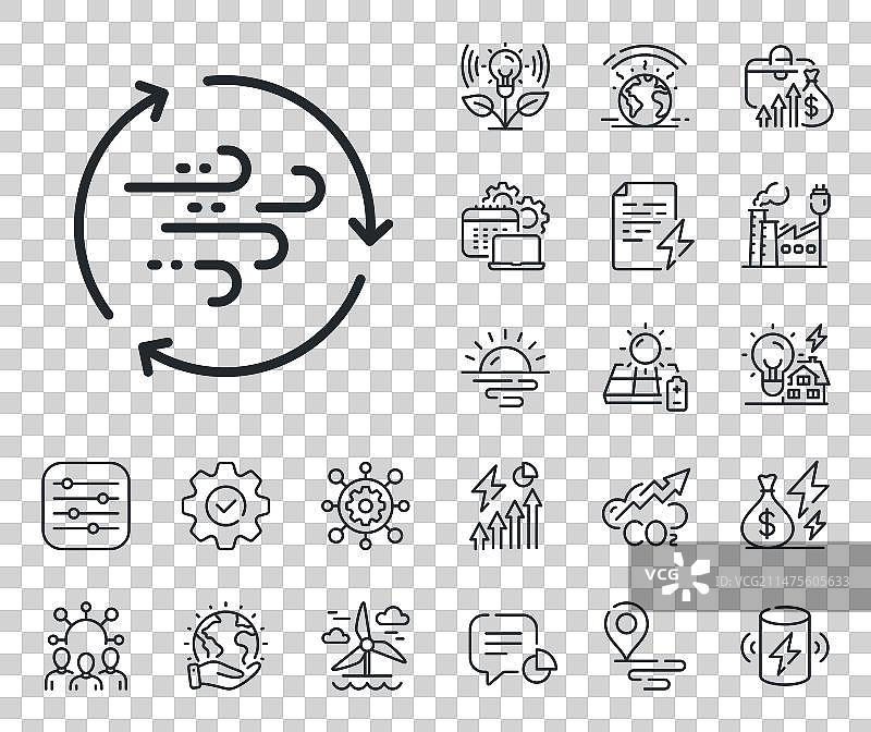 风能线性图标：微风、生态能源图片素材