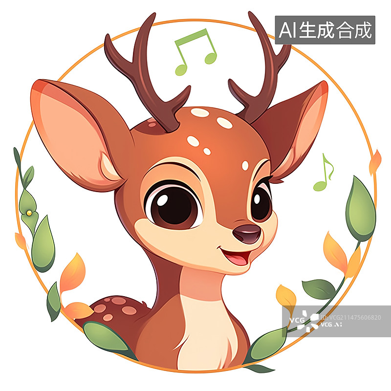 【AI数字艺术】一只可爱的梅花鹿图片素材