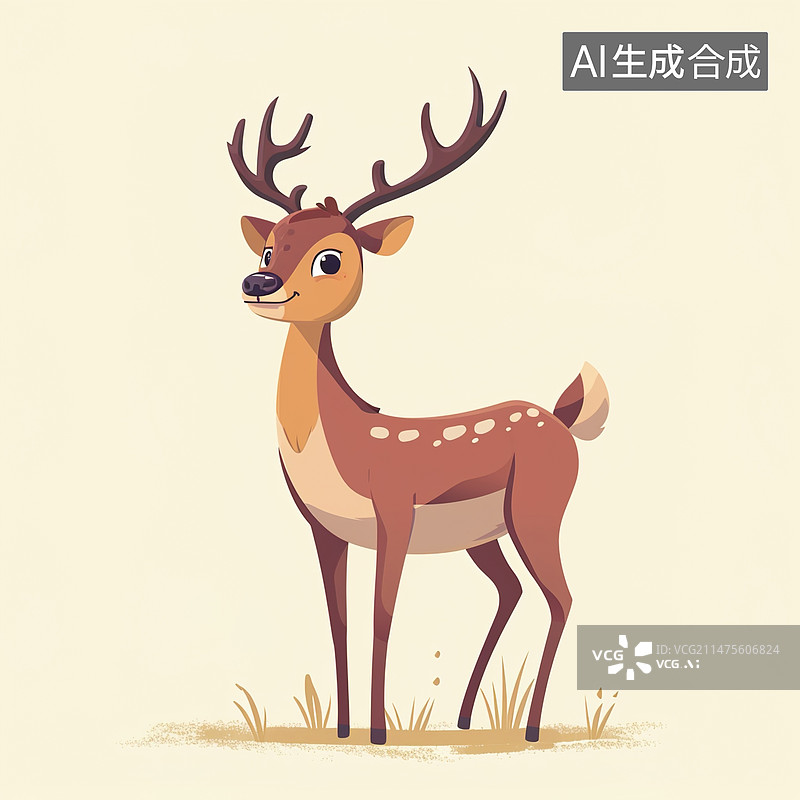 【AI数字艺术】一只可爱的梅花鹿图片素材