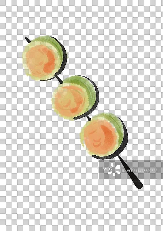 水墨风日式烧鸟美食插画元素-明太子西葫芦图片素材