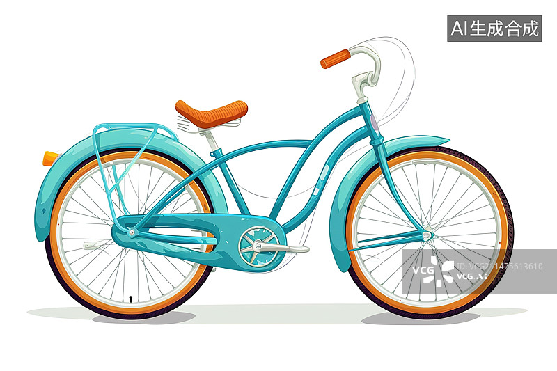 【AI数字艺术】白色背景下自行车的特写镜头图片素材