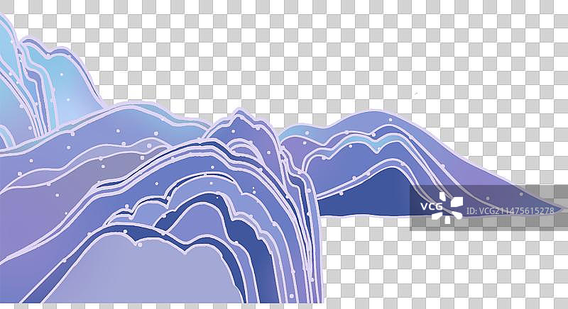 插画元素国潮渐变风远处的山背景国潮风元素图片素材