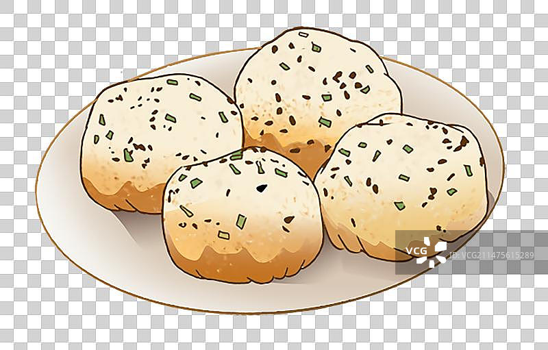 插画元素国潮渐变风生煎包插画元素图片素材