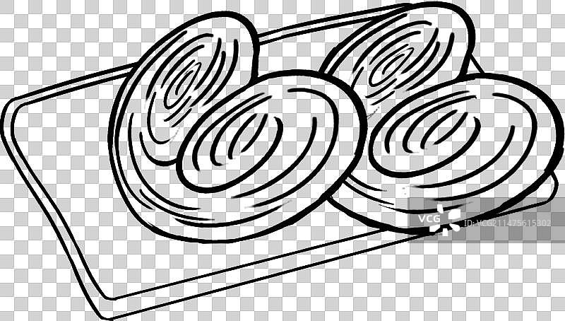 插画元素国潮蝴蝶酥线稿描线插画元素图片素材