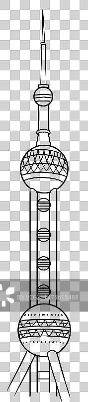 插画元素风东方明珠线条描线插画元素图片素材