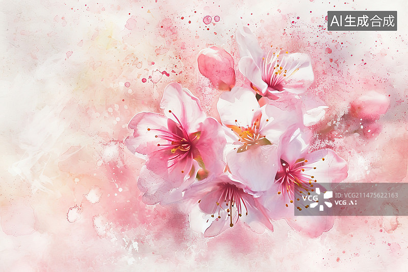 【AI数字艺术】春天盛开的粉色杏花图片素材