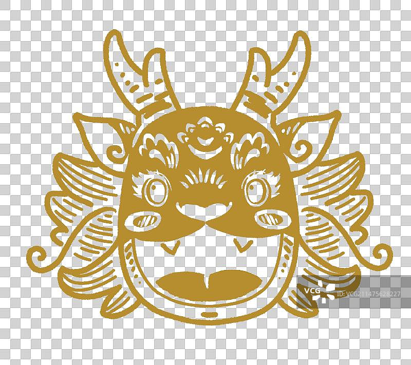 金色剪纸风格龙头图片素材