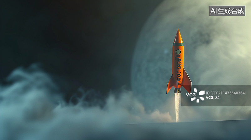 【AI数字艺术】卡通火箭起飞场景背景图片素材