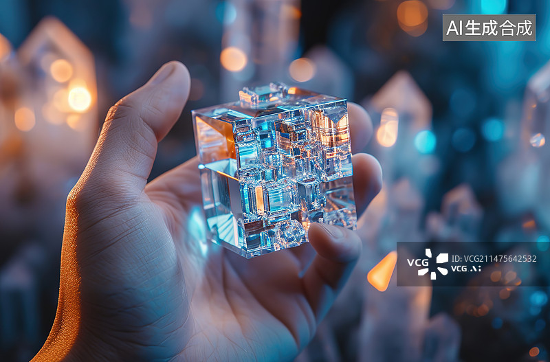 【AI数字艺术】手握大数据通信设备背景图片素材