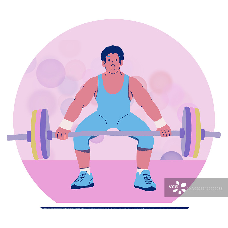 奥运会男子举重抓举扁平风插画图片素材