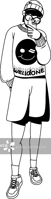 矢量黑白描边自拍图片素材