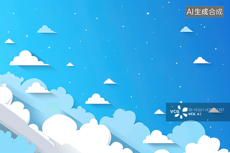 【AI数字艺术】蓝天白云图片素材