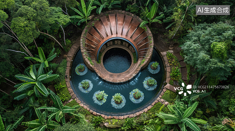 【AI数字艺术】公园里的圆形剧场图片素材