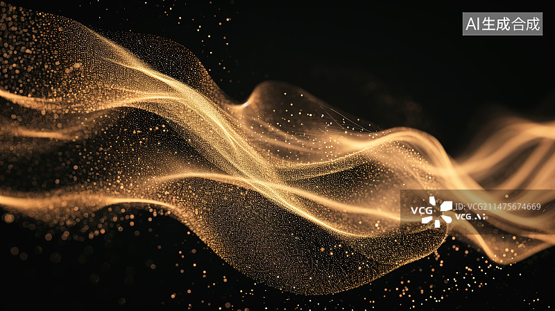 【AI数字艺术】金色粒子科技背景图片素材