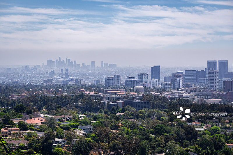 美国加利福尼亚州洛杉矶盖地中心遥望洛杉矶下城图片素材