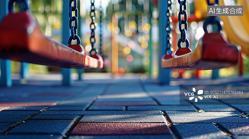 【AI数字艺术】户外游乐场滑梯秋千图片素材