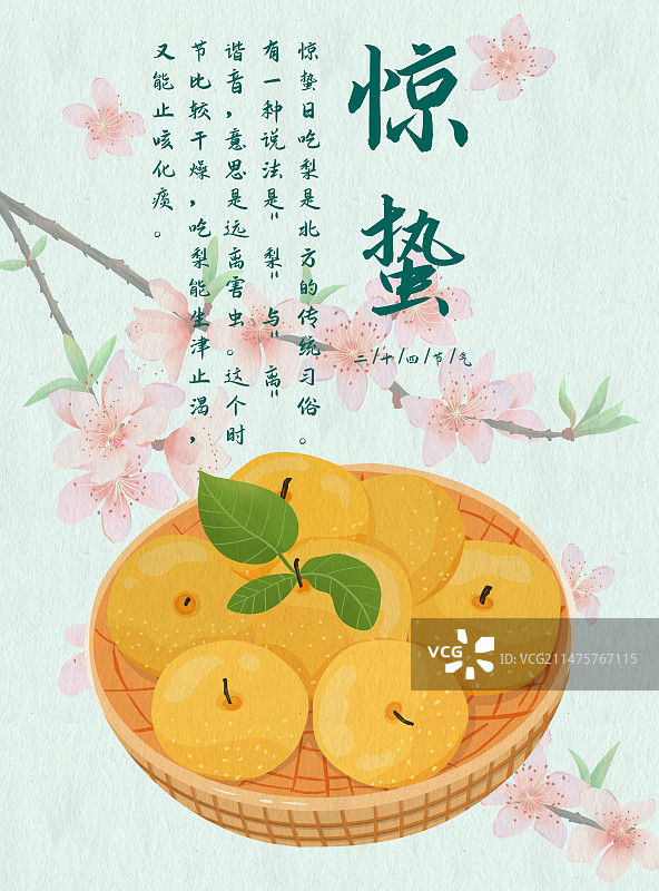 二十四节气惊蛰插画海报模版图片素材