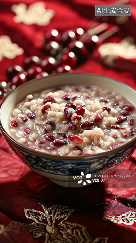 【AI数字艺术】一碗放在桌子上的八宝粥腊八节图片素材