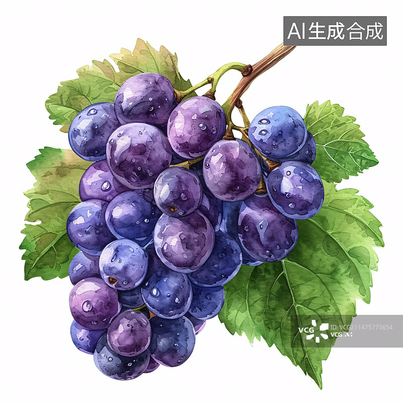 【AI数字艺术】水彩写实风格葡萄图片素材