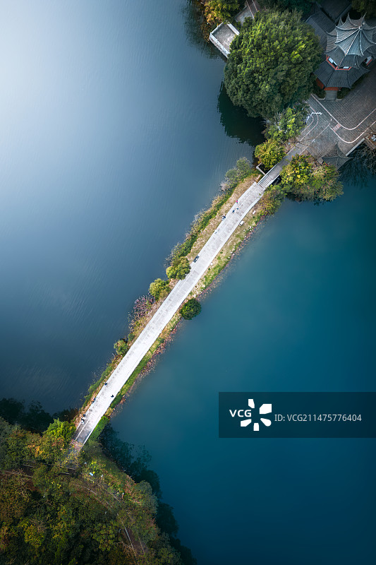 东莞同沙生态公园河堤航拍图片素材