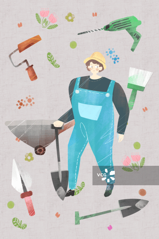 工人男性插画GIF动图图片素材
