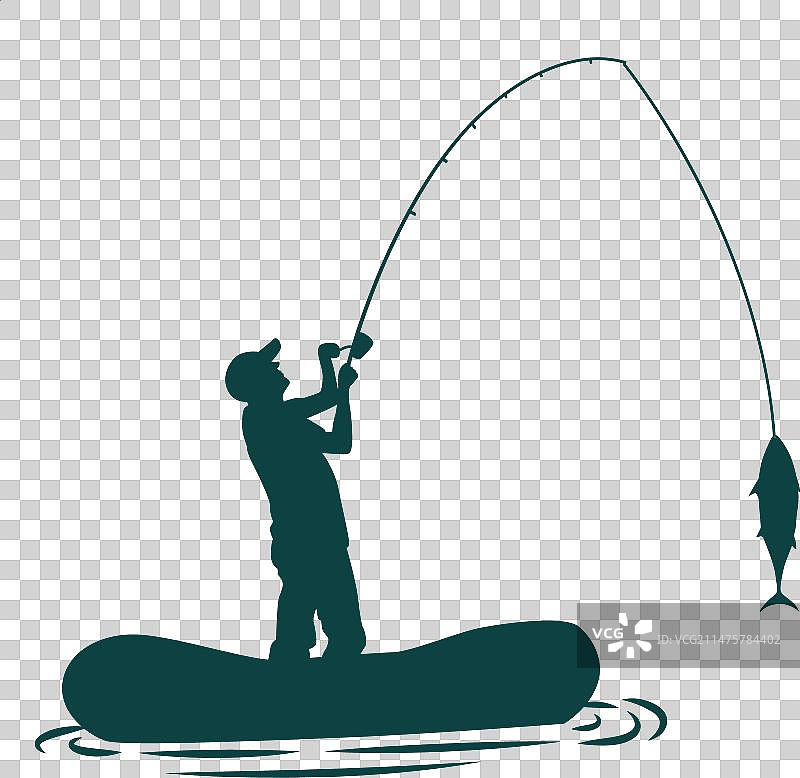 渔船钓竿鱼剪影图片素材