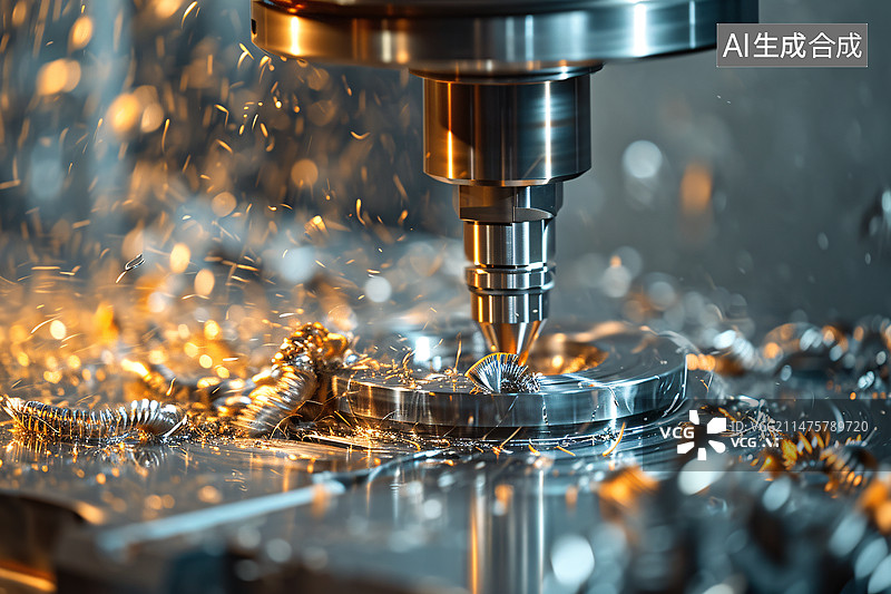 【AI数字艺术】CNC控制的激光焊接机。工业工厂的金属加工和激光切割。数字编程机床图片素材