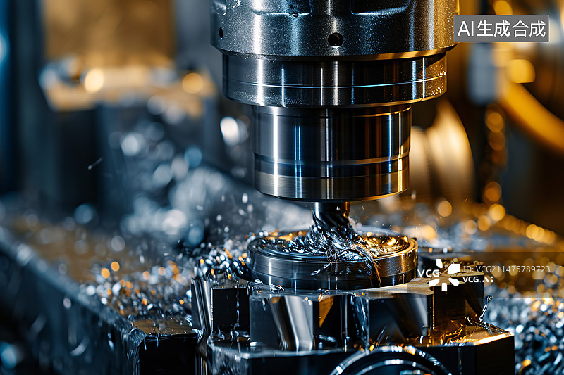 【AI数字艺术】CNC控制的激光焊接机。工业工厂的金属加工和激光切割。数字编程机床图片素材
