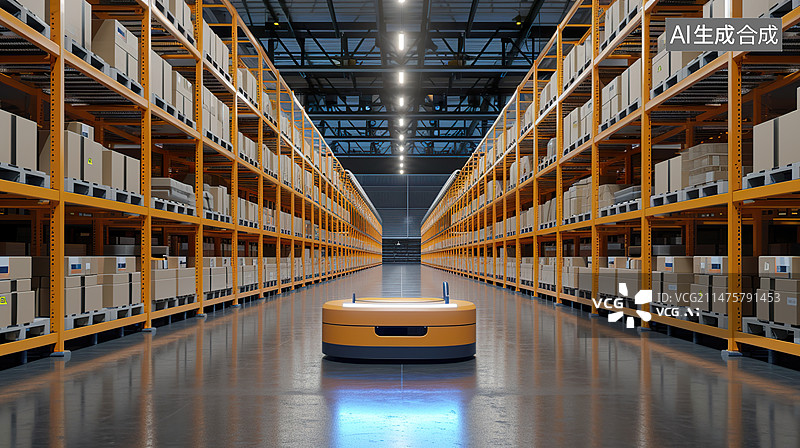 【AI数字艺术】仓库货架自动分拣机器人图片素材