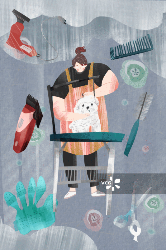 宠物美容插画GIF动图图片素材