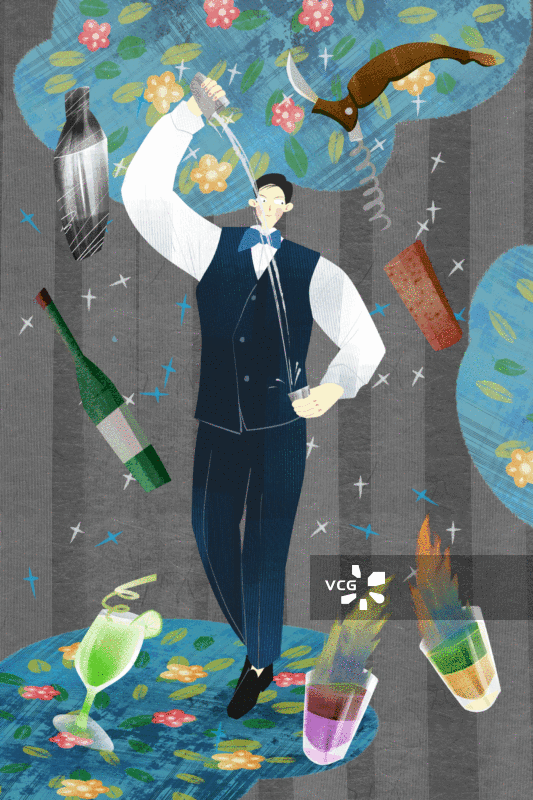 调酒师插画GIF动图图片素材