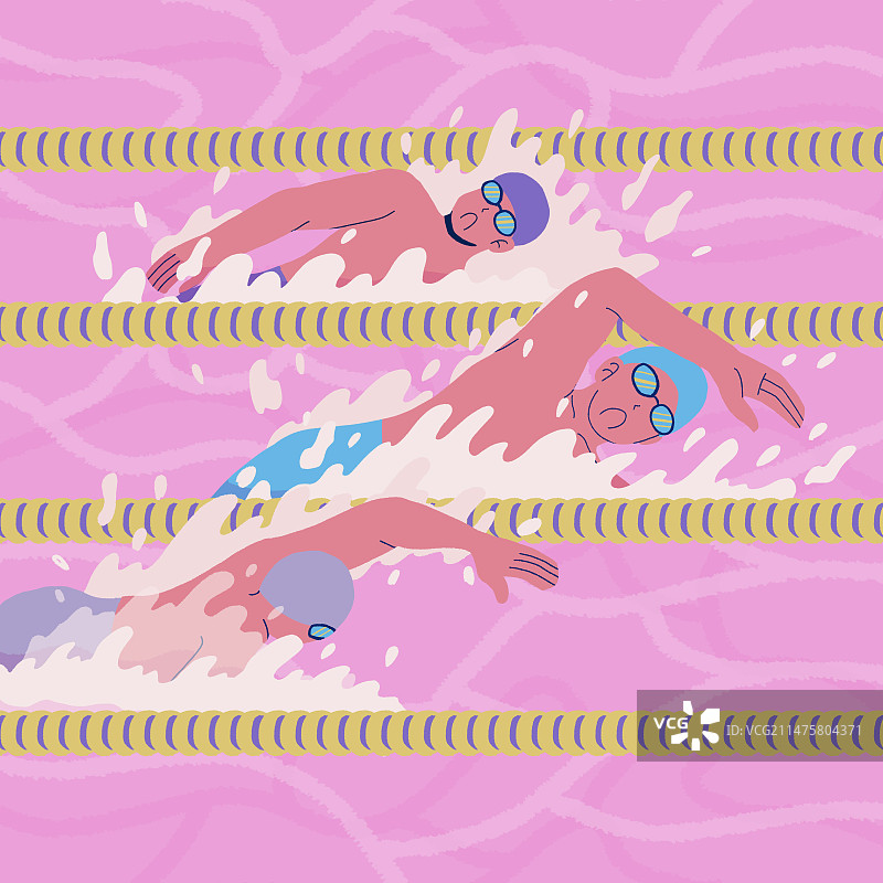 奥运会游泳自由泳扁平风插画图片素材