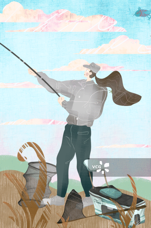 钓鱼插画GIF动图图片素材