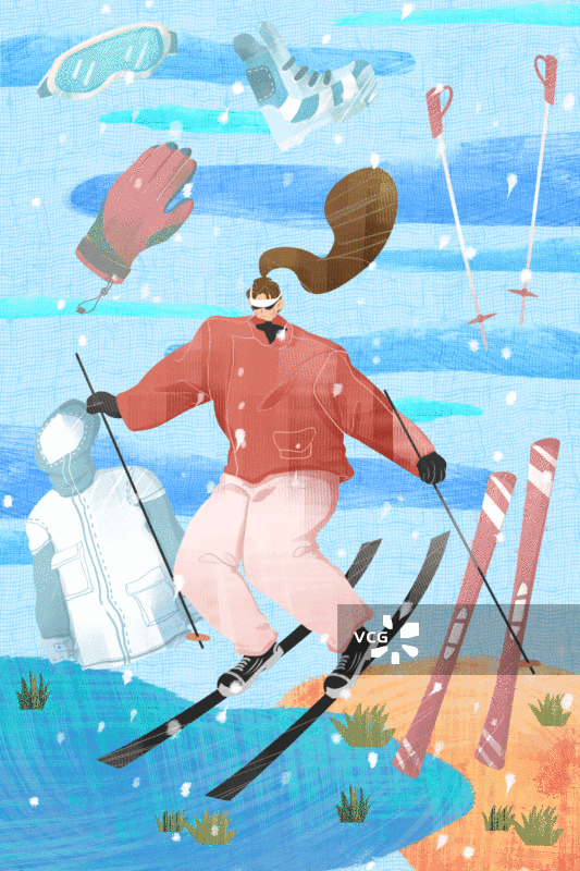 滑雪插画GIF动图图片素材