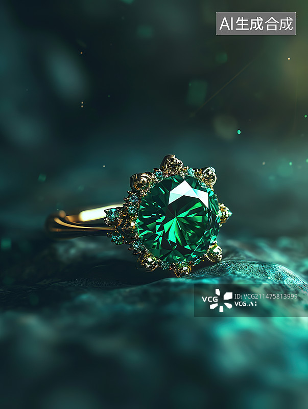 【AI数字艺术】圣诞树上的戒指特写镜头图片素材